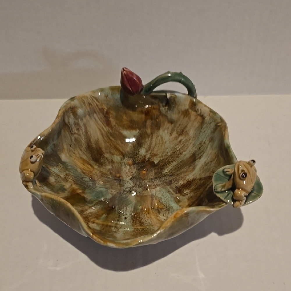 Handcrafted Ceramic Bowl with Floral Accents